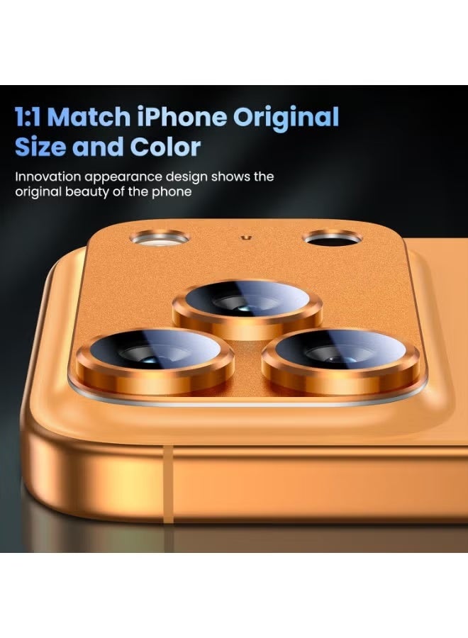 واقي عدسة الكاميرا الخلفية لجهاز iPhone 17 Pro Max - إصدار محسّن واقي شاشة الكاميرا الخلفية من الزجاج المقوى المعدني السبائكي ذو الالتصاق القوي والغشاء الواقي المقاوم للكسر (لون برتقالي لامع) - Image 5